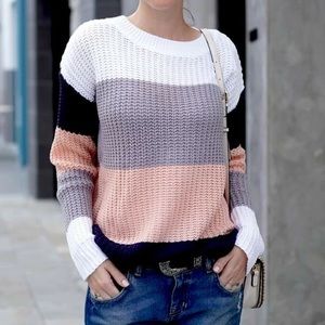 Color Block Round Neck Sweater